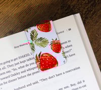Image 1 of Handmade Magnetic Bookmark with Strawberries, gift, book, reading, page, planner, journal, notebook