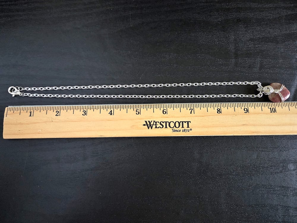 Image of Heart-Shaped Rhodonite Wire-Wrapped Pendant Necklace