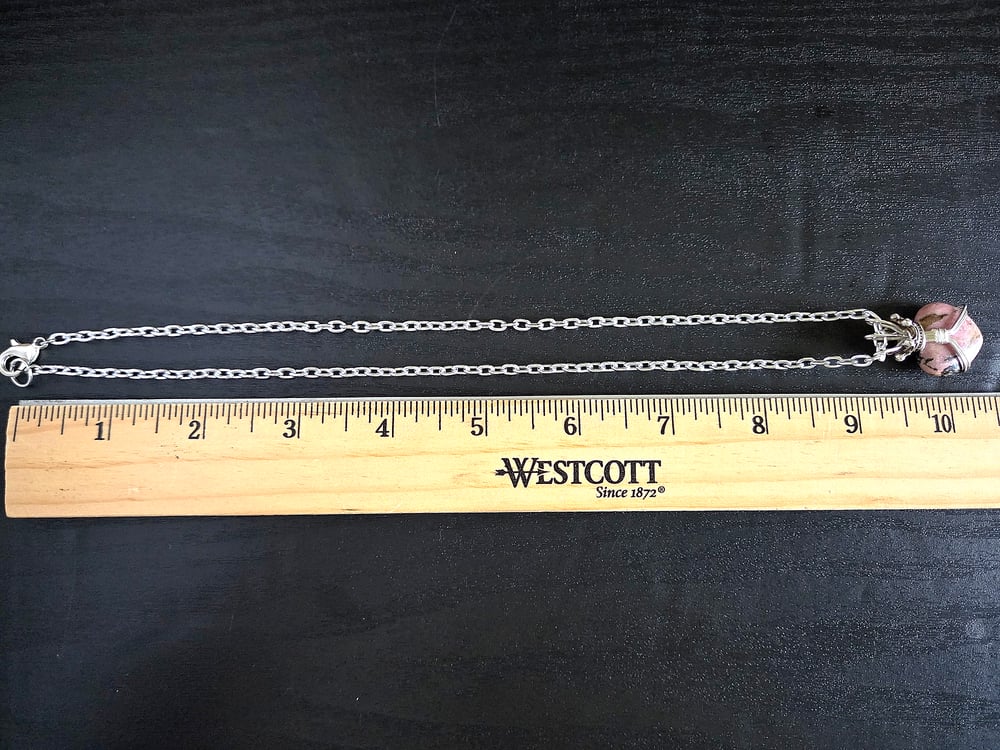 Image of Claddagh-Inspired Rhodonite Heart-Shaped Pendant Necklace