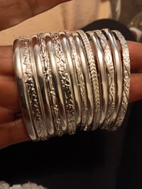 Image 1 of SET OF 14 STERLING SILVER BRACELETS 