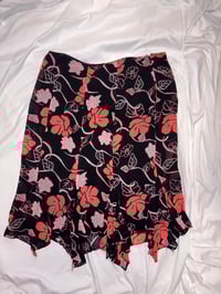 Image 1 of 00s black floral skirt with asymmetrical hem 