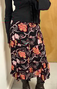 Image 4 of 00s black floral skirt with asymmetrical hem 