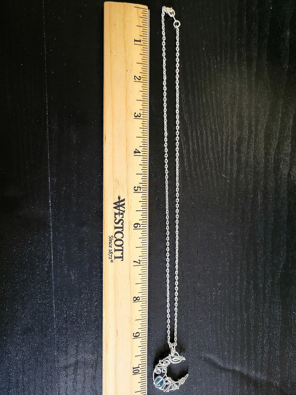 Image of Silver Crescent Moon Pendant Necklace