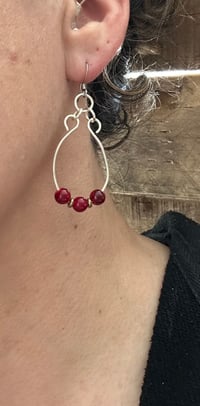 Image 1 of Crimson Quartz Drop Earrings – Silver Plated