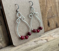 Image 2 of Crimson Quartz Drop Earrings – Silver Plated