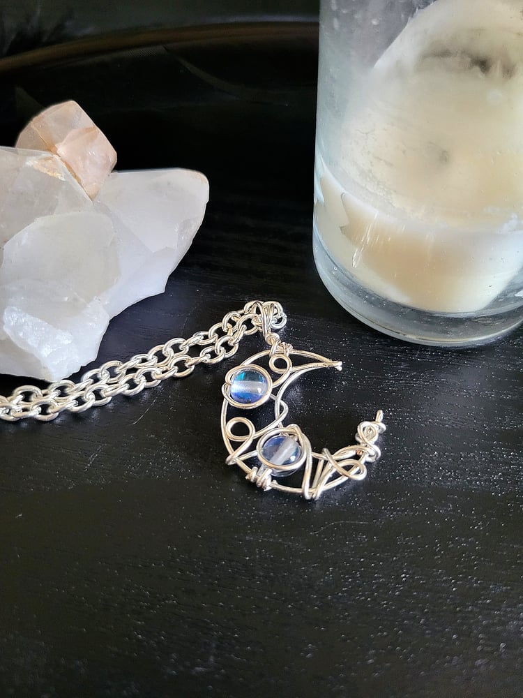 Image of Wire Wrapped Crescent Moon Necklace