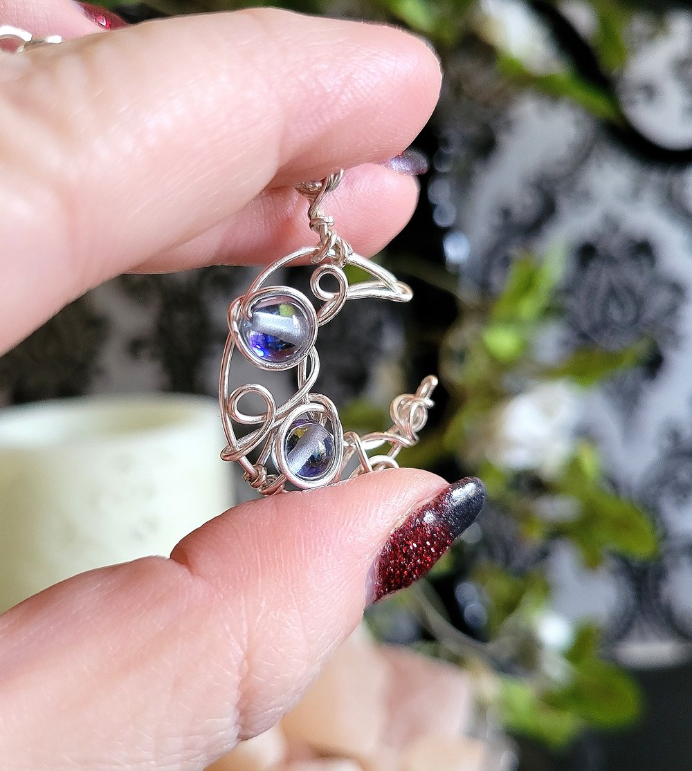 Image of Wire Wrapped Crescent Moon Necklace