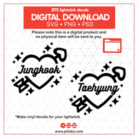 Image 2 of BTS lightstick Heart Decal SVG, PNG, PSD  (Digital Download)
