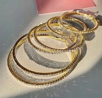 Image 1 of 6 Pairs Of Blinging C - Shaped Hoop Earrings 
