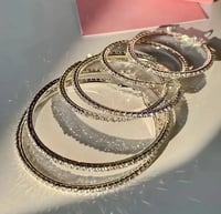 Image 2 of 6 Pairs Of Blinging C - Shaped Hoop Earrings 