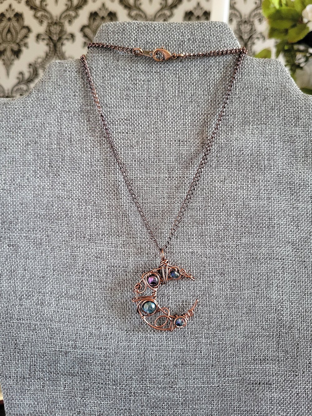 Image of Antique Copper Crescent Moon Pendant