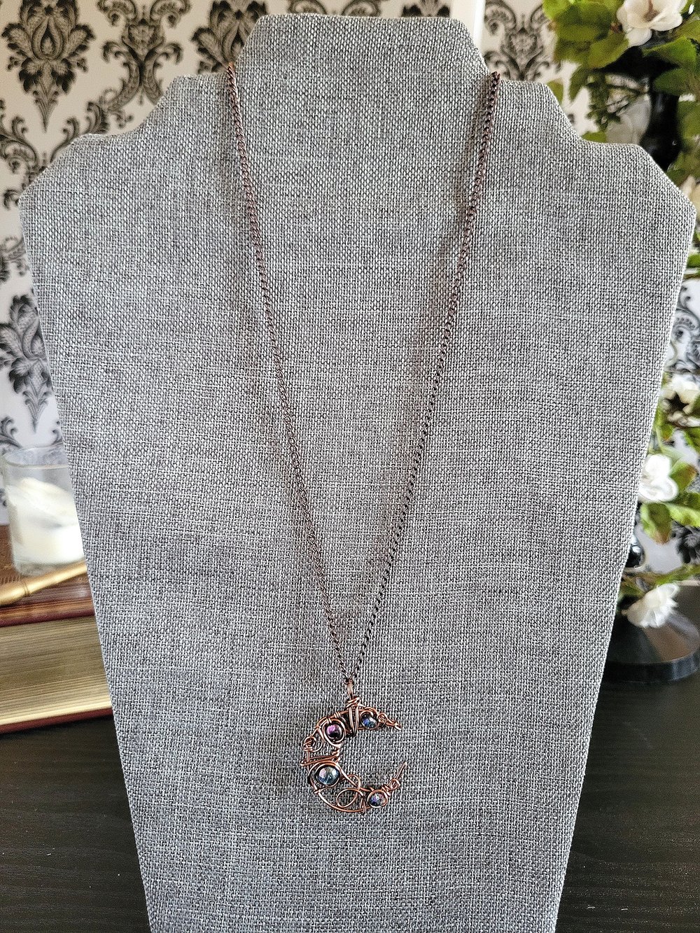 Image of Antique Copper Crescent Moon Pendant