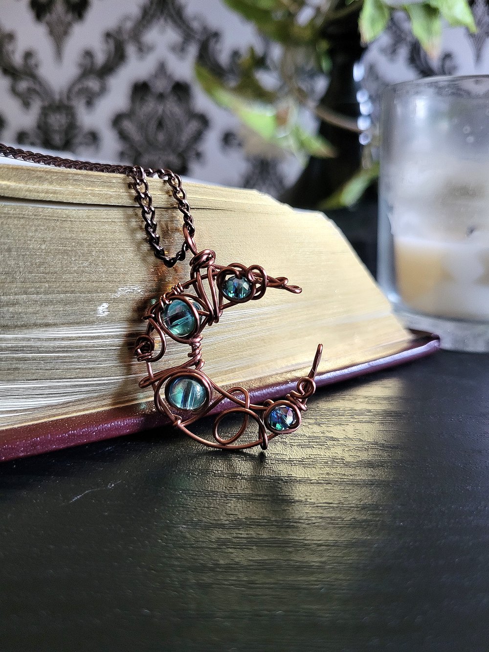 Image of Antique Copper Crescent Moon Pendant