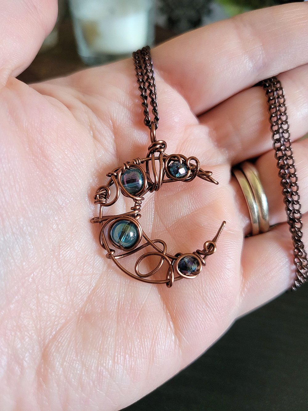 Image of Antique Copper Crescent Moon Pendant