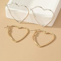 Image 1 of Simple Heart Shaped Hooped Earrings 