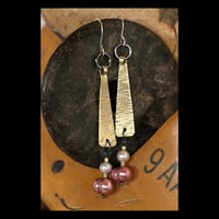 Image 1 of Pearl, Brass, Silver, Earrings 
