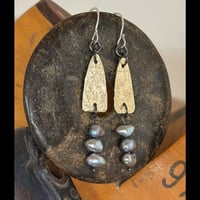 Image 2 of Pearl, Brass, Silver, Earrings 
