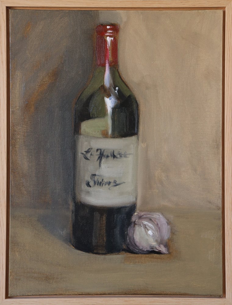 Image of Nature morte avec bouteille de vin et ail