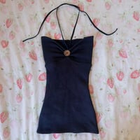 Image 4 of Navy button halter top