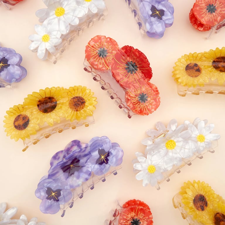 GRANDE PINCE À CHEVEUX TRIO DE FLEURS (PLUSIEURS MODÈLES) - COUCOU SUZETTE ® Image 7