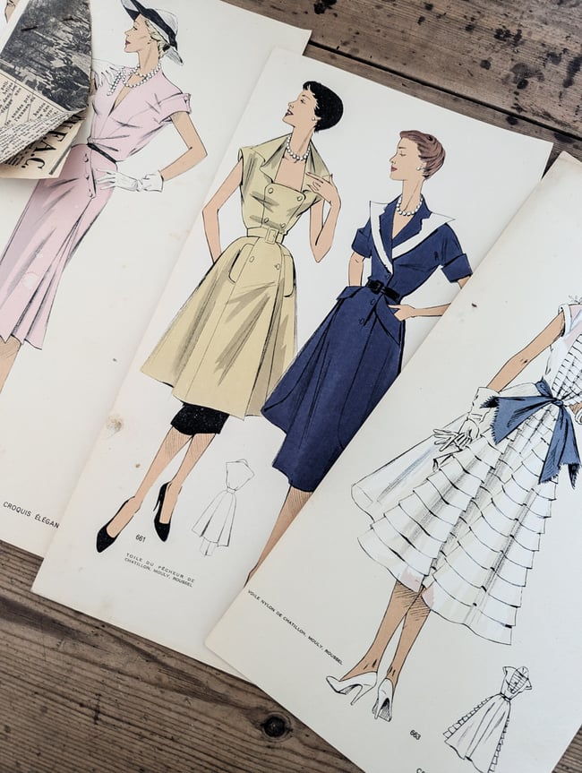 Croquis élégants 29 planches Robes été 1951