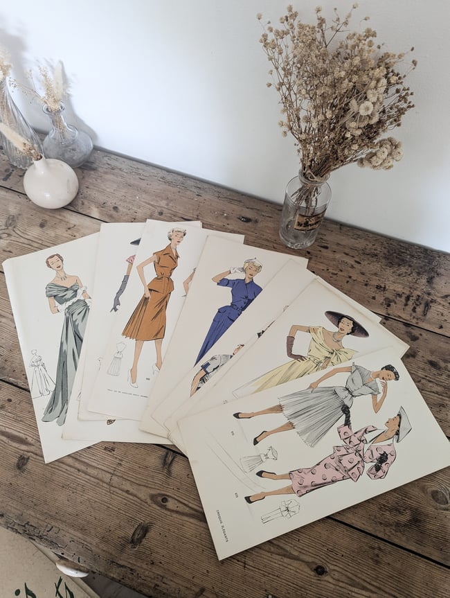 Croquis élégants 29 planches Robes été 1951