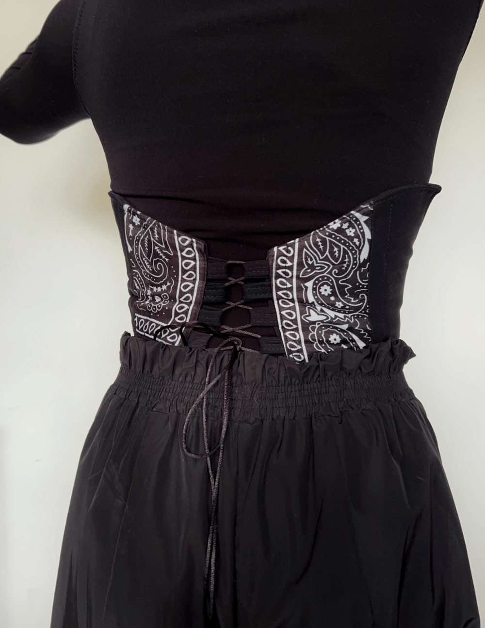 Image of black bandana underbust corset 