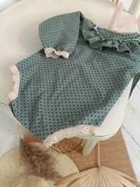 Image 3 of Newborn bodysuit for photo shoots | Martella| dark sage | dots