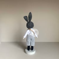 Image 3 of Boston Bunny Art Doll - Blue Horizontal Stripes