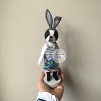 Image 4 of Boston Bunny Art Doll - Blue Horizontal Stripes