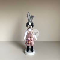 Image 1 of Boston Bunny Art Doll - Red Horizontal Stripes