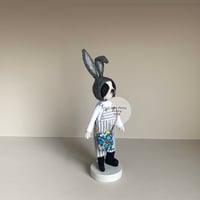 Image 2 of Boston Bunny Art Doll - Blue Vertical Stripes