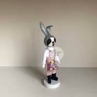 Image 2 of Boston Bunny Art Doll - Red Vertical Stripes