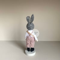 Image 3 of Boston Bunny Art Doll - Red Vertical Stripes