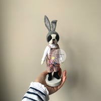 Image 4 of Boston Bunny Art Doll - Red Vertical Stripes
