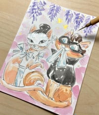 Image 2 of 'Bridgerton Cats 4- Her Glove' Framed Original Painting