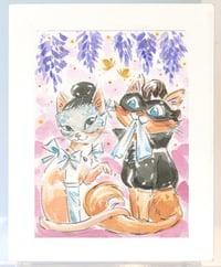 Image 1 of 'Bridgerton Cats 4- Her Glove' Framed Original Painting