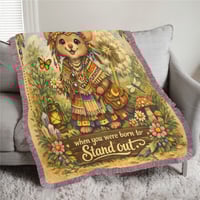 Image 2 of FLORIBEL© the FIELD MOUSE Ultra-Soft Fringed Blanket