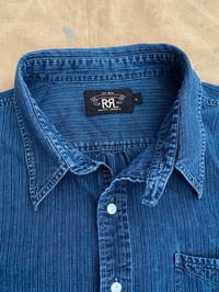 Image 4 of RRL STRIPED INDIGO COTTON WORK-SHIRT