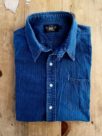 Image 1 of RRL STRIPED INDIGO COTTON WORK-SHIRT