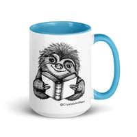 Image 1 of Book Reading Sloth Coffee Mug Line Art by CrystalsArtPaws