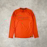 Image 1 of Patagonia Capiline Silk Weight LS T-Shirt Patagonia Logo Orange Medium Mens 
