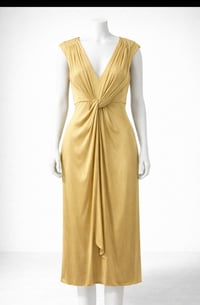 Golden Goddess Draped Midi Dress