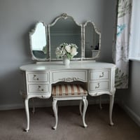 Image 1 of  Original Cream Olympus French Louis style Antoinette Dressing Table with Mirrors and Stool.