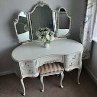 Image 2 of  Original Cream Olympus French Louis style Antoinette Dressing Table with Mirrors and Stool.