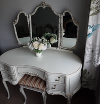 Image 3 of  Original Cream Olympus French Louis style Antoinette Dressing Table with Mirrors and Stool.