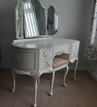 Image 4 of  Original Cream Olympus French Louis style Antoinette Dressing Table with Mirrors and Stool.