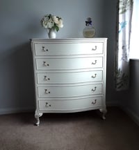 Image 1 of Original Cream Olympus Louis Style five drawer chest.