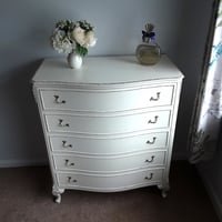 Image 2 of Original Cream Olympus Louis Style five drawer chest.