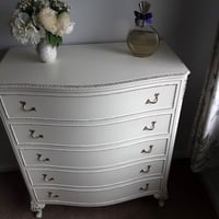 Image 3 of Original Cream Olympus Louis Style five drawer chest.